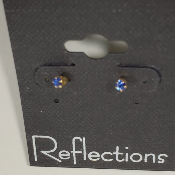Swarovski Crystal Element - Gold Overlay Blue Stone "Tiny" Stud Earrings - Picture 4 of 11